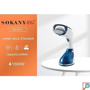 SOKANY Ισχυρός Ατμοκαθαριστής Ρούχων Χειρός-Σίδερο Ατμού 1500w με Δοχείο 260ml Μπλε