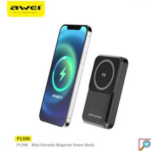 Awei Power Bank 10000 mAh - Ασύρματος Φορητός Γρήγορος Φορτιστής - Μαύρος
