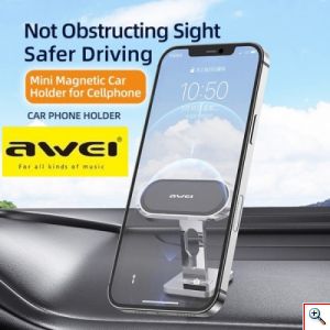 Μαγνητική Βάση Κινητού Αυτοκινήτου Awei σε Ασημί Χρώμα