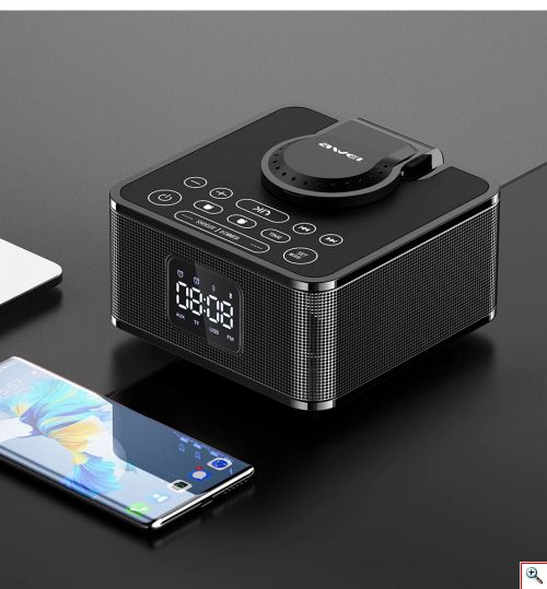 Φορητό Ρολόι / Ηχείο / PowerBank 8000mAh με Ασύρματο Φορτιστή, Bluetooth Σύνδεση & Μπαταρία Επαναφορτιζόμενη USB 4 σε 1 AWEI 