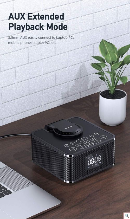 Φορητό Ρολόι / Ηχείο / PowerBank 8000mAh με Ασύρματο Φορτιστή, Bluetooth Σύνδεση & Μπαταρία Επαναφορτιζόμενη USB 4 σε 1 AWEI 