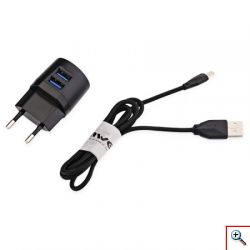 Φορτιστής Ρεύματος Fast Charge με 2 Θύρες USB & Καλώδιο mUSB - 2x USB Charger 2,1A AWEI