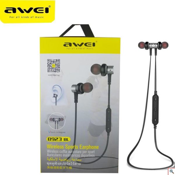Ακουστικά Bluetooth για Τρέξιμο & Άθληση V4.0 AWEI Sport Headset Handsfree B923 BL