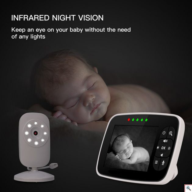 Baby Monitor 3.5″ LCD με Αισθητήρα IR, Θερμοκρασίας, Νυχτερινή Λήψη & Ενδοεπικοινωνία SM-35