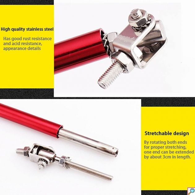 Μπαράκια Στήριξης 13cm με Σπείρωμα για Διακοσμητικό Spoiler 2τμχ Κόκκινα