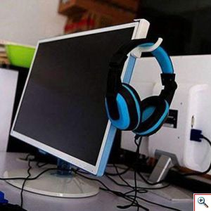 Βάση Ακουστικών για το Monitor με Αυτοκόλλητο - Hook Holder Λευκό