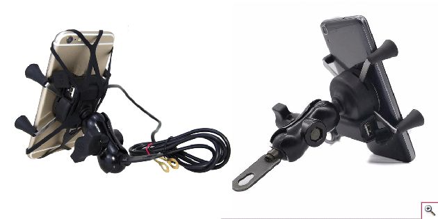 Μεταλλική Βάση Φορτιστής USB Κινητού Δαγκάνα με Spider Grip για Μηχανή & Ποδήλατο