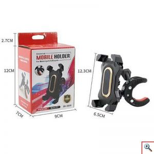 Βάση Στήριξης Κινητού Universal για Τιμόνι Μηχανής & Ποδήλατου, Χρώμα Μαύρο με Χρυσό, SH-3099, OEM