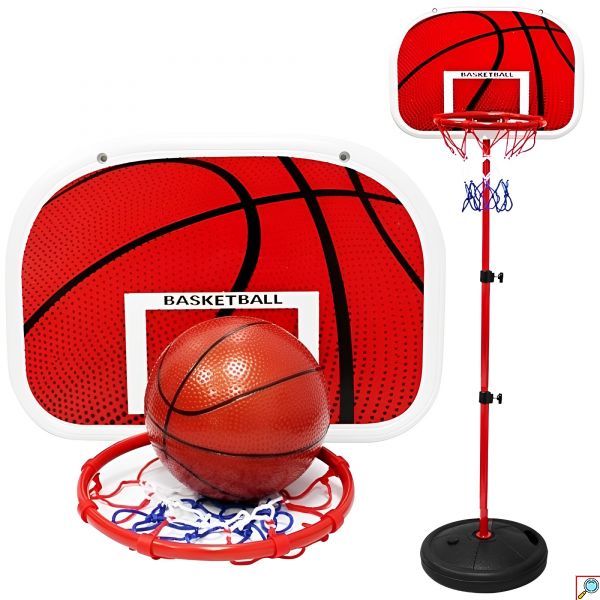 Μεταλλική Παιδική Μπασκέτα με Ταμπλό, Επιδαπέδια Βάση και Μπάλα με Ρυθμιζόμενο Ύψος 117cm-160cm
