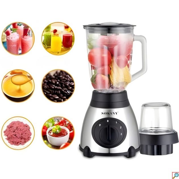 Μπλέντερ για Smoothies 400W 1.5L με Γυάλινη Κανάτα, Ανοξείδωτες Λεπίδες & 3 Ρυθμίσεις Ταχύτητας Sokany