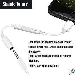 Αντάπτορας - Μετατροπέας Lightning σε 3.5mm Headphone Jack Bluetooth με Χειρισμό Έντασης & Handsfree 14cm Λευκό
