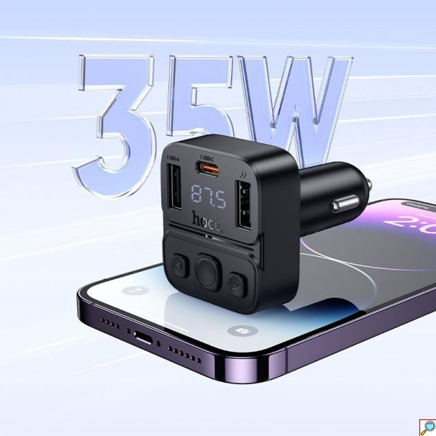 Hoco E87 Delta – Bluetooth FM Transmitter 35W με USB-A & USB-C | Ασύρματη Μουσική & Γρήγορη Φόρτιση Αυτοκινήτου