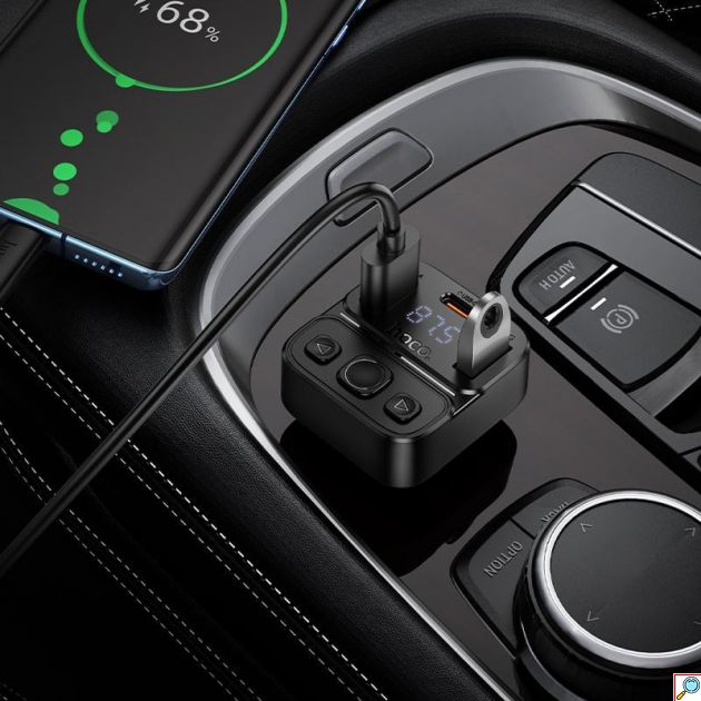 Hoco E87 Delta – Bluetooth FM Transmitter 35W με USB-A & USB-C | Ασύρματη Μουσική & Γρήγορη Φόρτιση Αυτοκινήτου