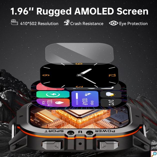 Bluetooth Smartwatch - Αδιάβροχο Ρολόι με Έγχρωμη Οθόνης Αφής Οξύμετρο Βηματομετρητή Θερμιδομετρητή Πιεσόμετρο Παρακολούθηση Ύπνου - Oukitel Πορτοκαλί BT20