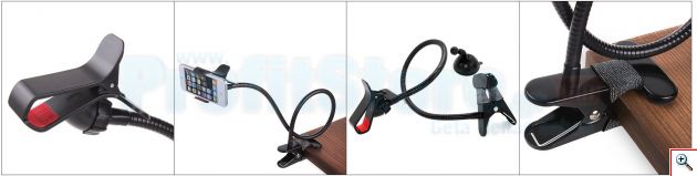 Universal βάση 2 σε 1 με ευλύγιστο βραχίονα, κλιπ & βεντούζα για κινητά τηλέφωνα, iPhone, smartphones & GPS 