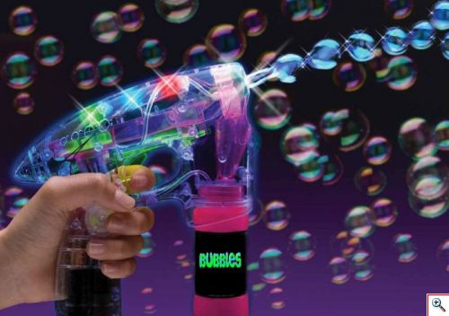 Όπλο για Πολύχρωμες Σαπουνόφουσκες με Φωτισμό LED - Flash Bubble Gun - Συσκευή Μπουρμπουλήθρες