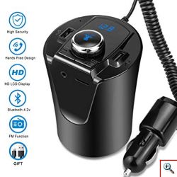Ασύρματος Πομπός Αυτοκινήτου Bluetooth USB/SD MP3 Player & Φορτιστής USB με 2 θέσεις Αναπτήρα - Cup Shaped Car FM Transmitter BX6
