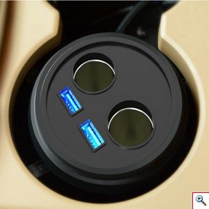 Βάση Κινητού, 2x Εξόδους USB για Φόρτιση, 2x Αναπτήρες Αυτοκινήτου 3 σε 1 για την Ποτηροθήκη Βάση Κινητού, 2x Εξόδους USB για Φόρτιση, 2x Αναπτήρες Αυτοκινήτου 3 σε 1 για την Ποτηροθήκη