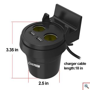 Βάση Κινητού, 2x Εξόδους USB για Φόρτιση, 2x Αναπτήρες Αυτοκινήτου 3 σε 1 για την Ποτηροθήκη Βάση Κινητού, 2x Εξόδους USB για Φόρτιση, 2x Αναπτήρες Αυτοκινήτου 3 σε 1 για την Ποτηροθήκη