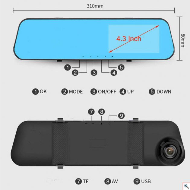 Καθρέπτης Αυτοκινήτου με Οθόνη LCD Αφής, Κάμερα Καταγραφικό Full HD DVR & Κάμερα Οπισθοπορείας