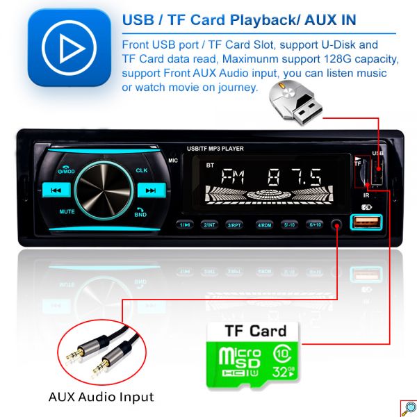 Ηχοσύστημα Mp3 Player Αυτοκινήτου 5x Color +RGB με Bluetooth USB,SD,AUX FM Radio & Τηλεχειριστήριο 920S-BT-OEM