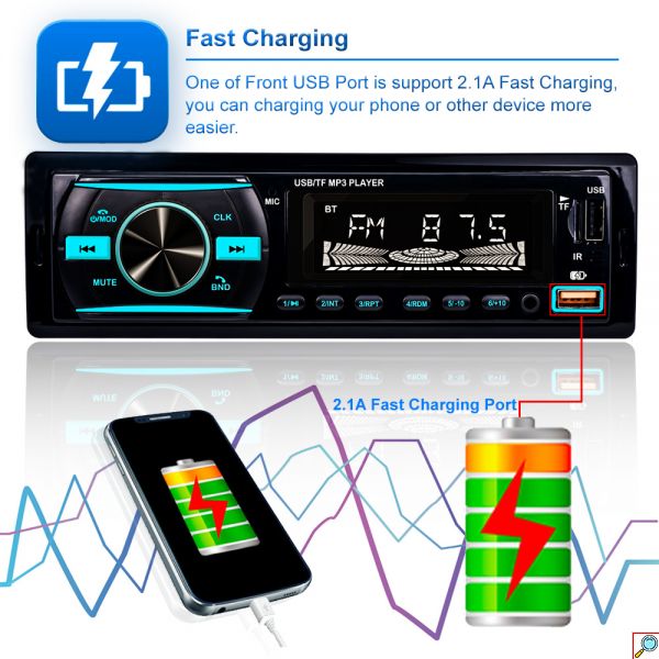 Ηχοσύστημα Mp3 Player Αυτοκινήτου 5x Color +RGB με Bluetooth USB,SD,AUX FM Radio & Τηλεχειριστήριο 920S-BT-OEM
