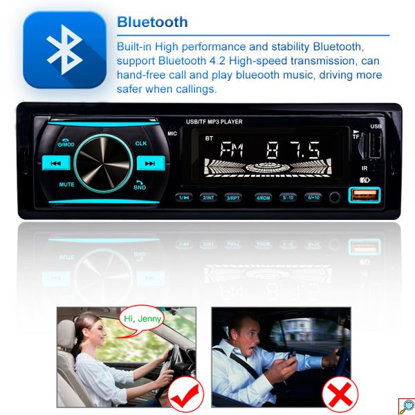 Ηχοσύστημα Mp3 Player Αυτοκινήτου 5x Color +RGB με Bluetooth USB,SD,AUX FM Radio & Τηλεχειριστήριο 920S-BT-OEM