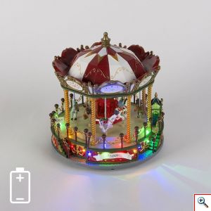 Χριστουγεννιάτικο Carousel LED Πολύχρωμο με Μουσική και Κίνηση 25cm