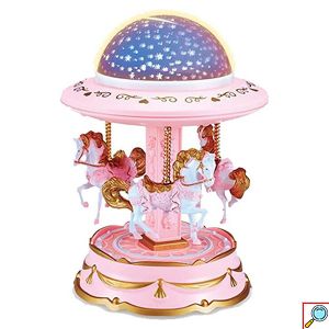 Περιστρεφόμενο Φωτιστικό Καρουζέλ με Μουσική και LED Προβολέα Έναστρου Ουρανού