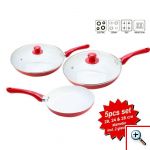 Κεραμικά Τηγάνια με Αντικολλητική Επίστρωση με Γυάλινα Καπάκια - Σετ των 5 τεμαχίων