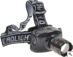 Φακός Κεφαλής 1W με 4 Led και zoom