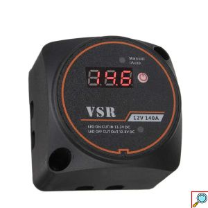 Αδιάβροχο Ψηφιακό Βολτόμετρο - Ρελέ VSR 12V 140A με Προστασία Απομόνωσης & Υπέρτασης για Σκάφη, Φορτηγά, Αυτοκίνητα - Μαύρο