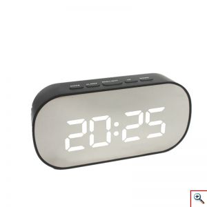 Ψηφιακό Ρολόι / Ξυπνητήρι Καθρέπτης με LED Οθόνη, Επιτραπέζιο - Digital Led Mirror Clock - Μαύρο - Πράσινο DT-6506