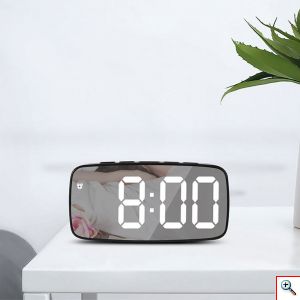 Ψηφιακό Ρολόι / Ξυπνητήρι με LED Οθόνη & Λευκά Ψηφία, Επιτραπέζιο Μαύρο GH-0711L
