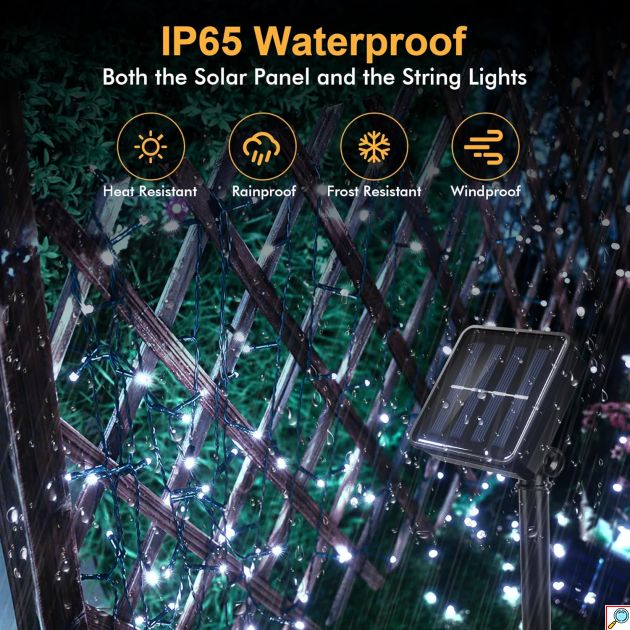 Χριστουγεννιάτικα Ηλιακά Λαμπάκια 360 LED Ψυχρού Λευκού Φωτισμού - 17.95 m, Αδιάβροχα IP44