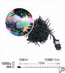 Χριστουγεννιάτικα Λαμπάκια 1000 LED Φωτάκια – 15m Πολύχρωμου Φωτισμού για Δέντρο και Εξωτερικό Χώρο