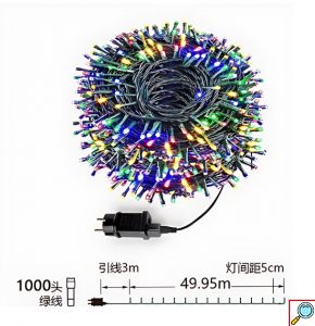 Χριστουγεννιάτικα Λαμπάκια 1000 LED 50m Πολύχρωμα - Φωτισμός για Εσωτερικό και Εξωτερικό Στολισμό