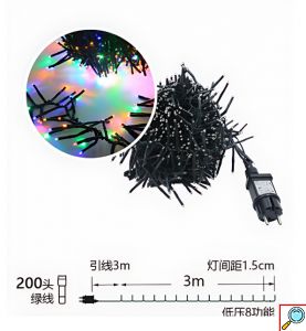 Χριστουγεννιάτικα Λαμπάκια 200 LED Φωτάκια – 2.5m Πολύχρωμου Φωτισμού για Δέντρο και Εξωτερικό Χώρο