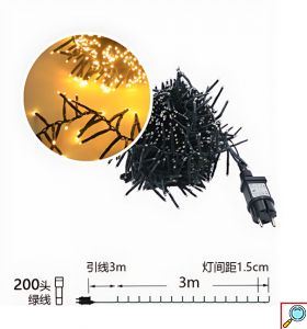 Χριστουγεννιάτικα Λαμπάκια 200 LED Θερμού Φωτισμού 2.5m – Φωτάκια Εσωτερικού και Εξωτερικού Χώρου