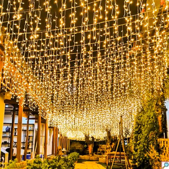 Χριστουγεννιάτικα Λαμπάκια “Βροχή” 400 LED – 5.9m Θερμού Φωτισμού για Μπαλκόνι, Παράθυρα & Κήπο