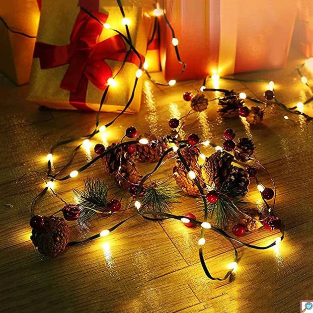 Χριστουγεννιάτικα Λαμπάκια 200LED 14.3m Θερμού Λευκού Φωτισμού με Πράσινο Καλώδιο