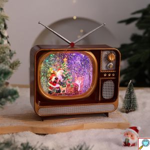 Χριστουγεννιάτικη Διακοσμητική Retro Τηλεόραση με Φωτισμό & Μουσική