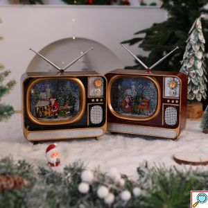 Χριστουγεννιάτικη Διακοσμητική Retro Τηλεόραση με Φωτισμό & Μουσική