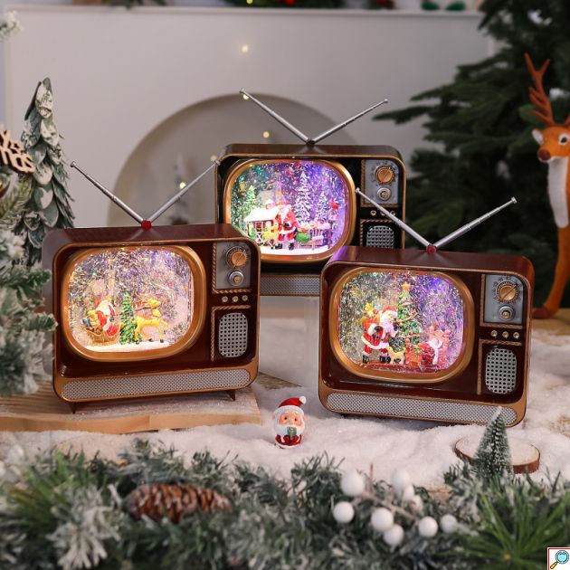 Χριστουγεννιάτικη Διακοσμητική Retro Τηλεόραση με Φωτισμό & Μουσική