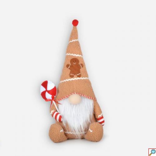 Χριστουγεννιάτικος Νάνος Gingerbread 21.5×33cm – Διακοσμητική Υφασμάτινη Κούκλα