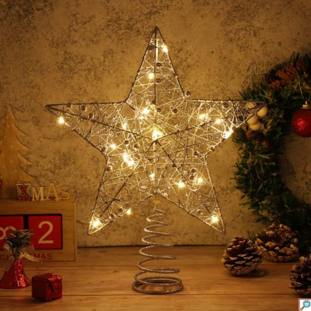 Χριστουγεννιάτικο Αστέρι Δέντρου με LED Λευκό Θερμό Φωτισμό 30x25cm