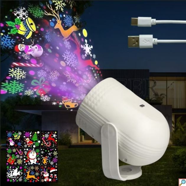 Χριστουγεννιάτικος Προβολέας RGB με 16 Μοτίβα - Εξωτερικής & Εσωτερικής Διακόσμησης - Andowl