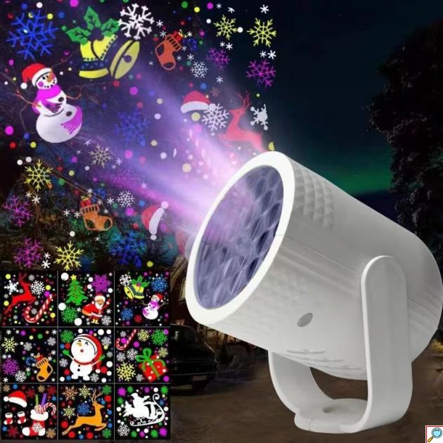 Χριστουγεννιάτικος Προβολέας RGB με 16 Μοτίβα - Εξωτερικής & Εσωτερικής Διακόσμησης - Andowl