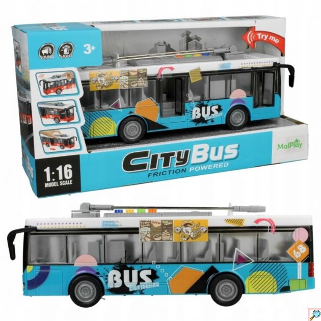 City Bus 1:16 Αστικό Λεωφορείο – Φώτα LED, Ήχοι και Ανοιγόμενες Πόρτες 0 Friction Powered