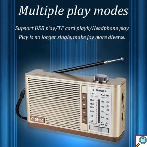 Ρετρό Ασύρματο Φορητό Ηχείο Bluetooth - Ραδιόφωνο CMiK 5W με Ροδέλα TF, USB, AUX - Γκρι